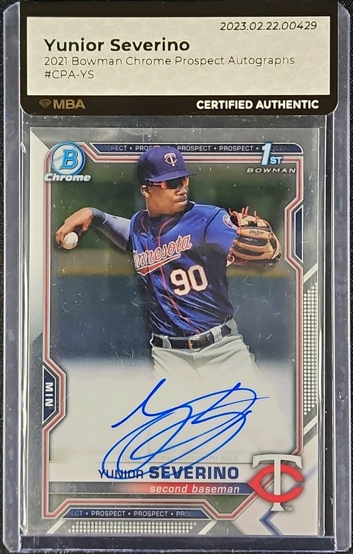 2021 Bowman Chrome Yunior Severino PROSPECT AUTO #CPA-YS MBA AUTH