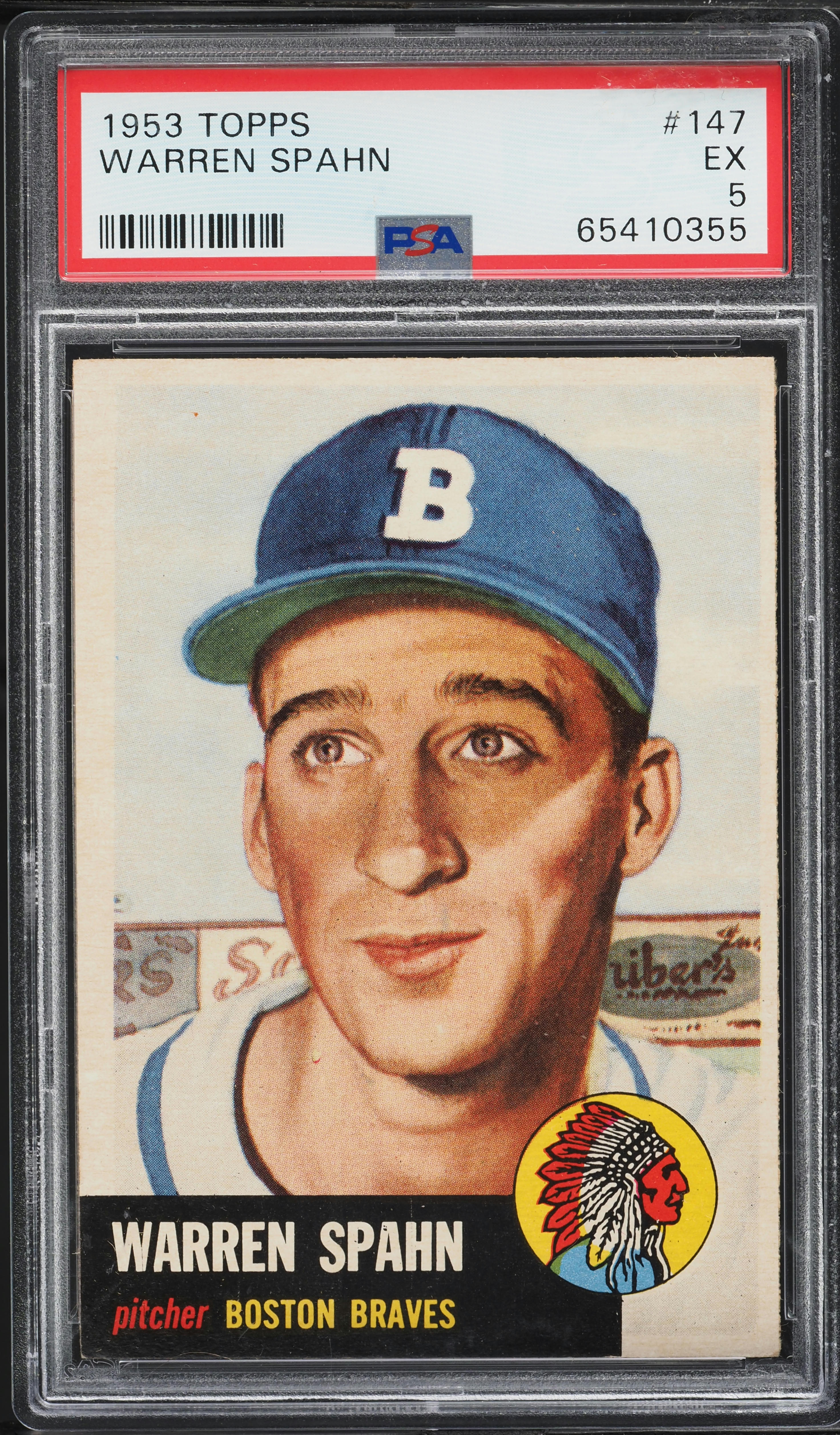 1953 Topps Warren Spahn SHORT PRINT #147 PSA 5 EX