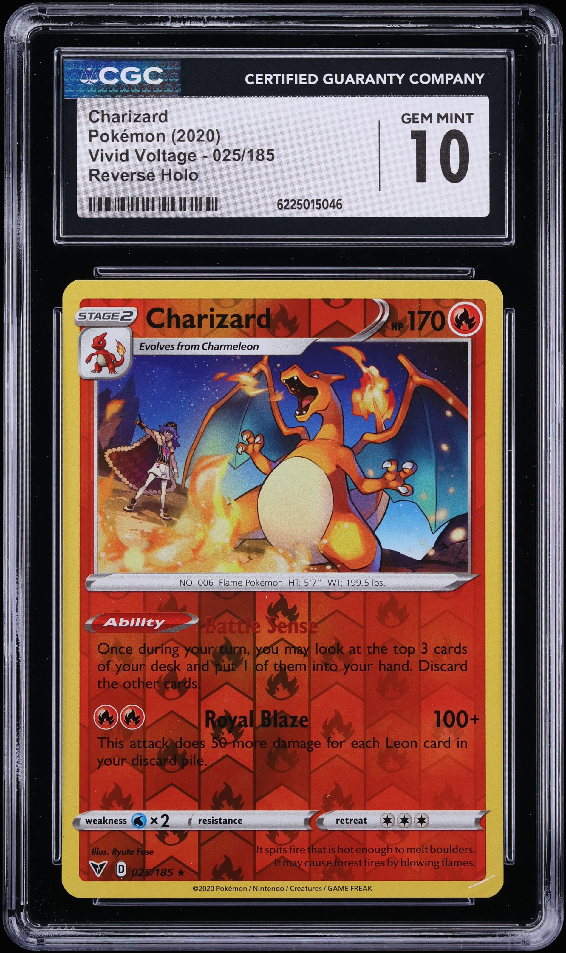 2020 Pokemon Sword & Shield Vivid Voltage Reverse Holo Charizard #25 CGC 10 GEM MINT