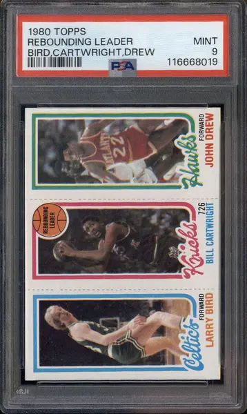 1980-81 Topps Larry Bird Bill Cartwright John Drew RC Rookie PSA 9