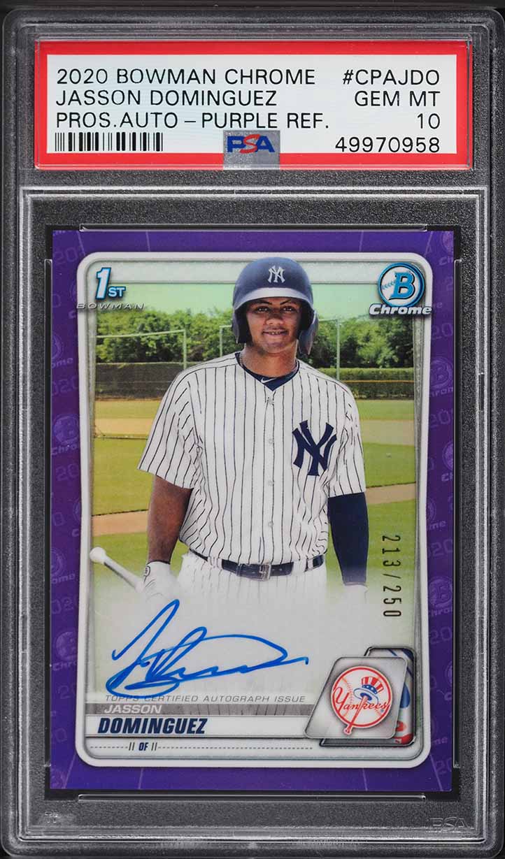 2020 Bowman Chrome Purple Refractor Jasson Dominguez PROSPECT AUTO /250 PSA 10