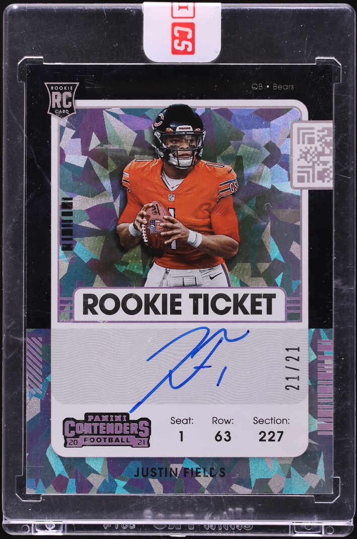 2021 Panini Contenders Cracked Ice Justin Fields ROOKIE AUTO 21/21 #108