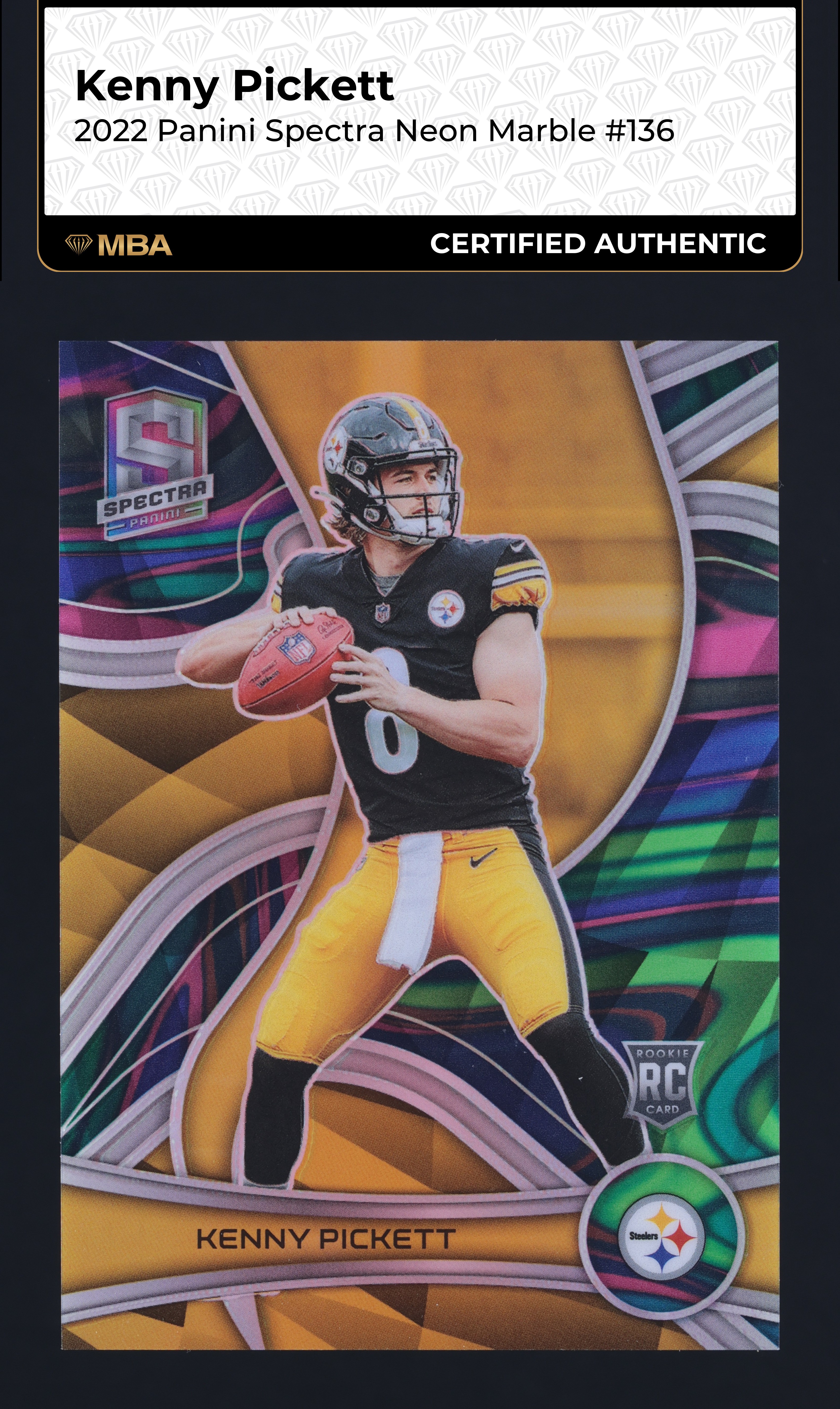 2022 Panini Spectra Neon Marble Kenny Pickett ROOKIE /4 #136 MBA AUTH