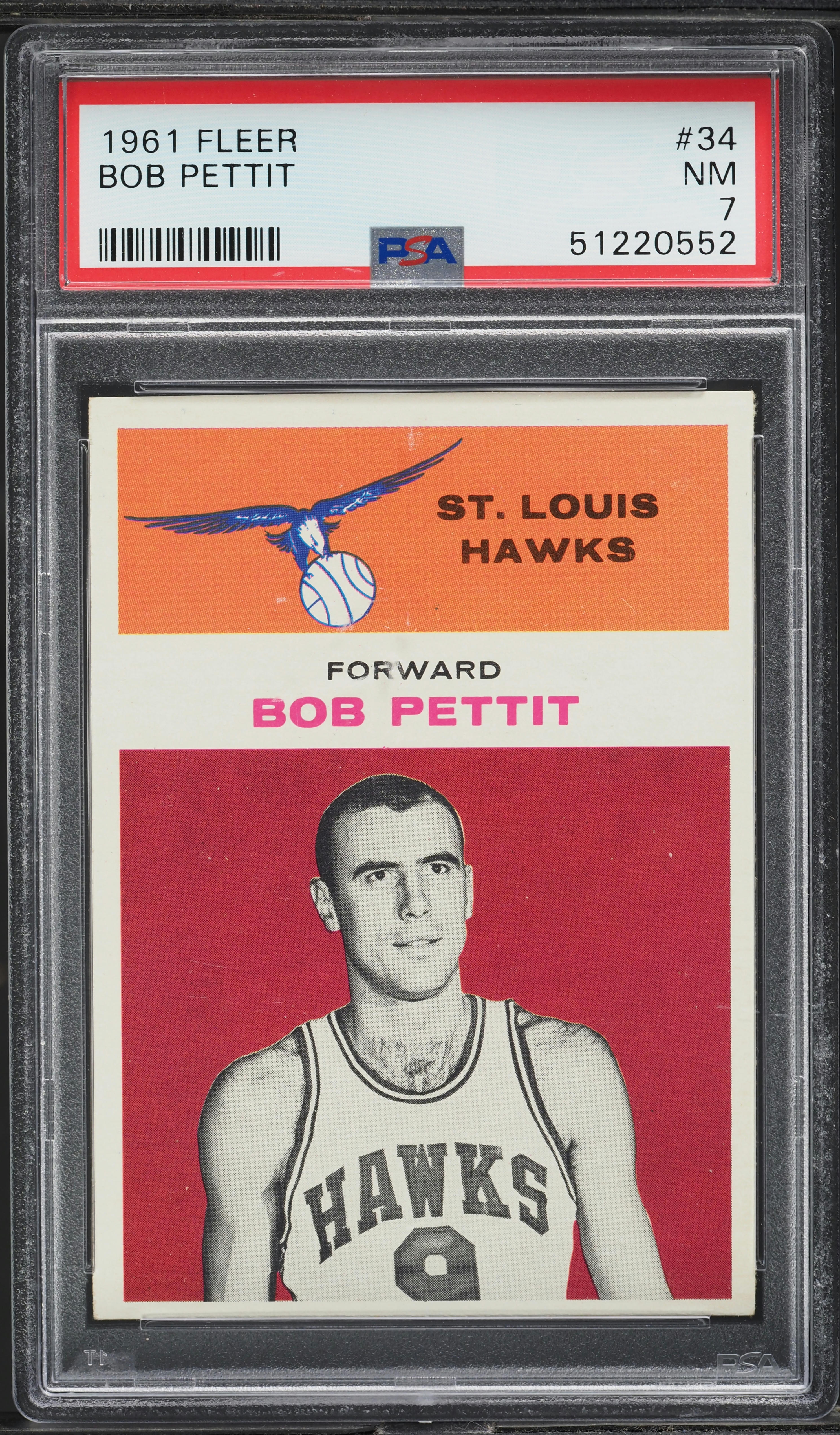 1961 Fleer Basketball Bob Pettit #34 PSA 7 NRMT