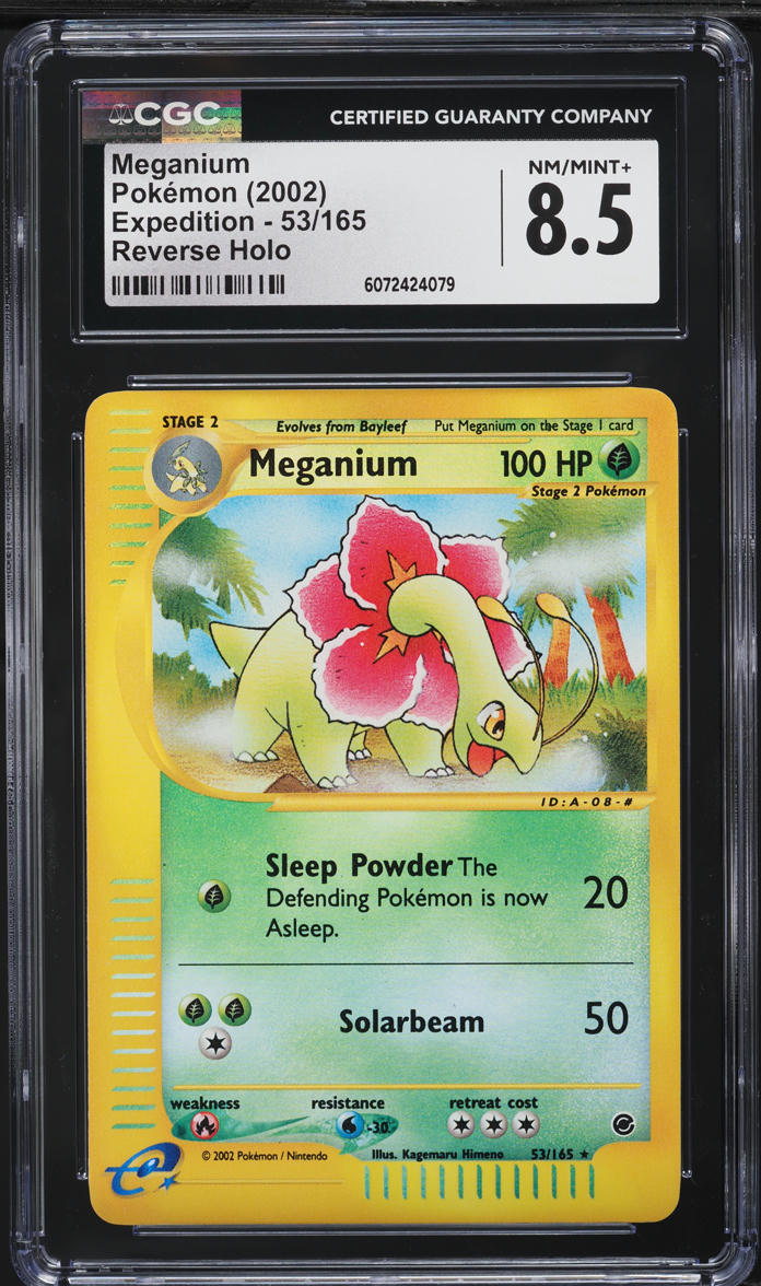 2002 Pokemon Expedition Reverse Holo Meganium #53 CGC 8.5 NM-MT+