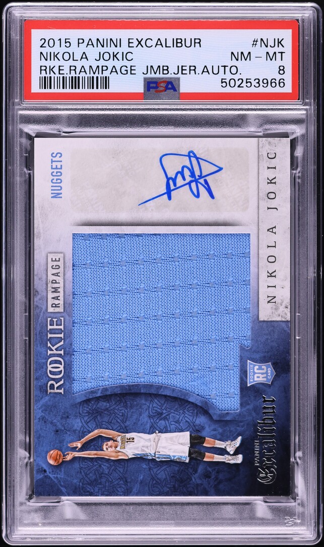 2015 Panini Excalibur Rampage Jumbo Nikola Jokic ROOKIE PATCH AUTO PSA 8 NM-MT