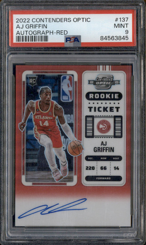 2022 Contenders Optic Rookie Autograph Red AJ Griffin RC Auto /99 PSA 9