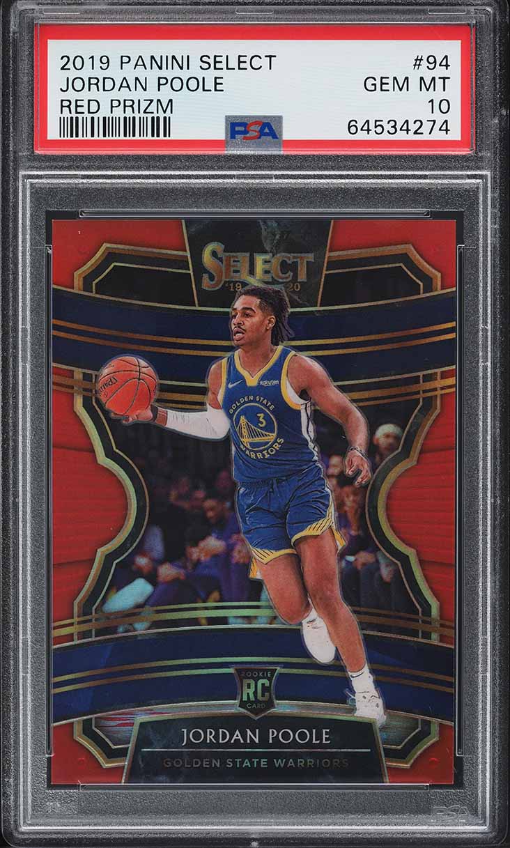 2019 Select Concourse Red Prizm Jordan Poole ROOKIE /199 #94 PSA 10 GEM MINT