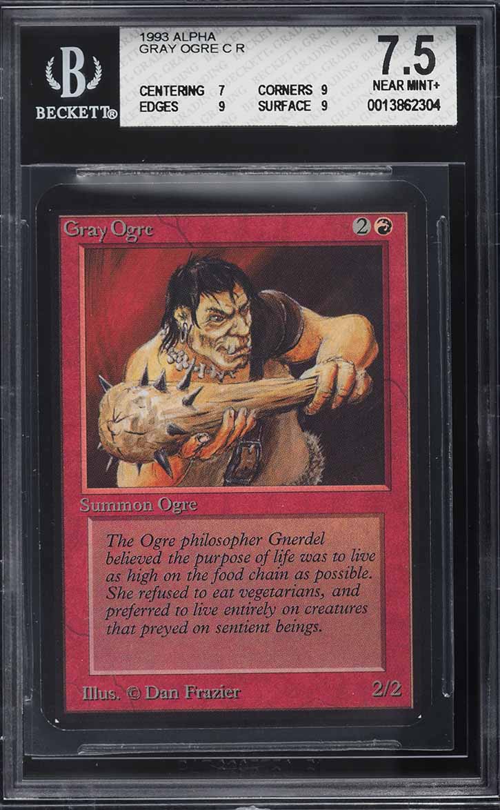 1993 Magic The Gathering MTG Alpha Gray Ogre C R BGS 7.5 NRMT+