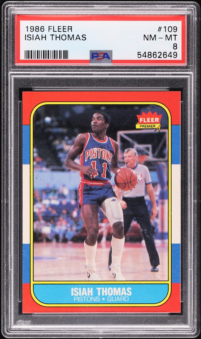 1986 Fleer Basketball Isiah Thomas ROOKIE #109 PSA 8 NM-MT