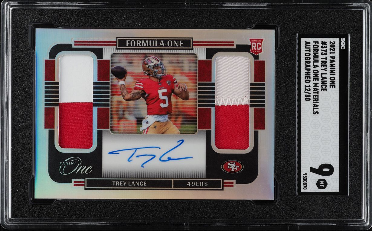 2021 Panini One Formula One Trey Lance ROOKIE PATCH AUTO /30 #373 SGC 9 MINT