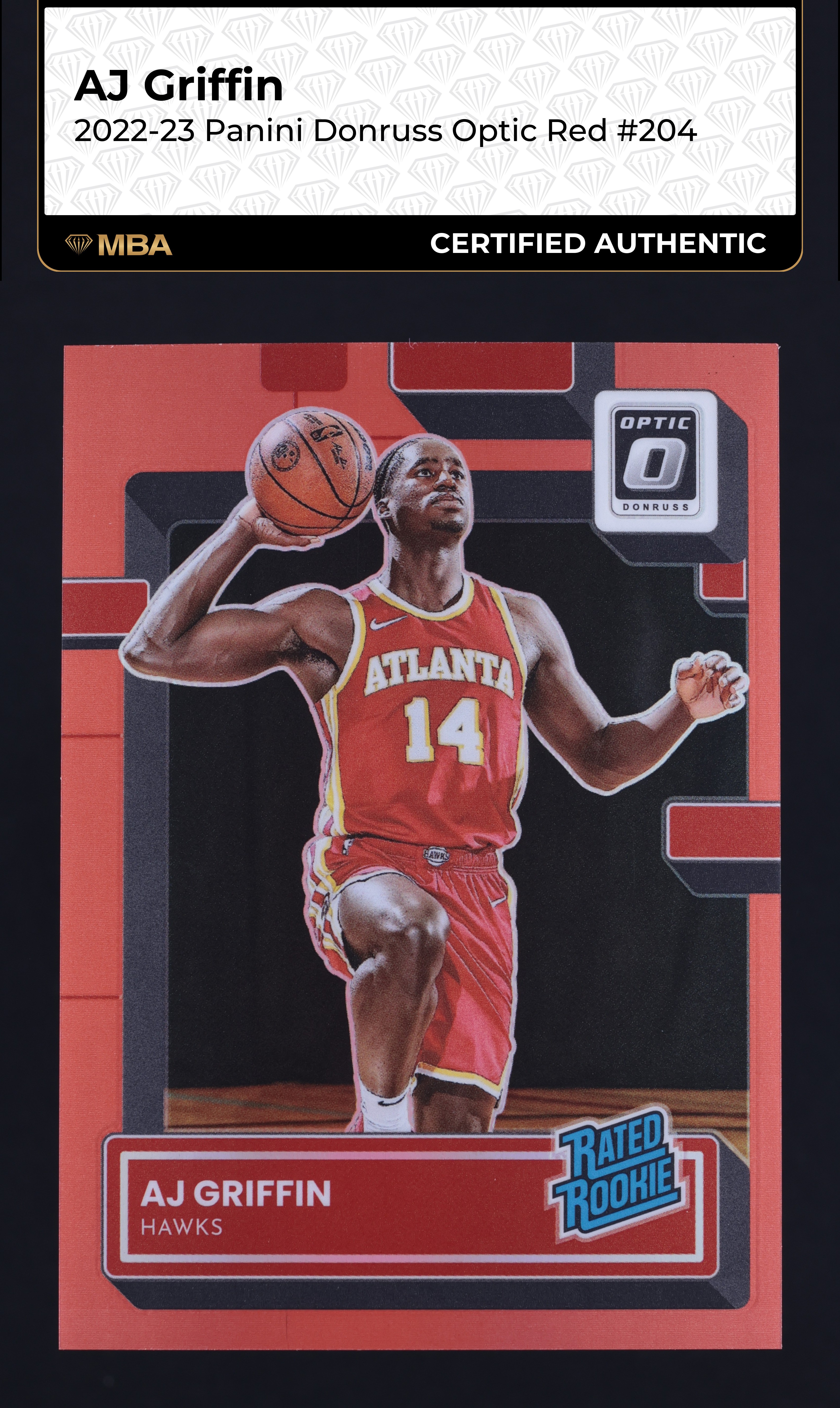 2022 Donruss Optic Red AJ Griffin ROOKIE /99 #204 MBA AUTH