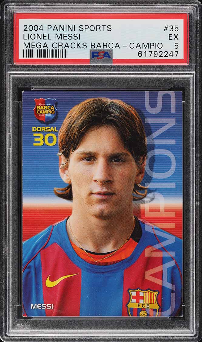 2004 Panini Sports Mega Cracks Barca Campio Lionel Messi ROOKIE #35 PSA 5 EX