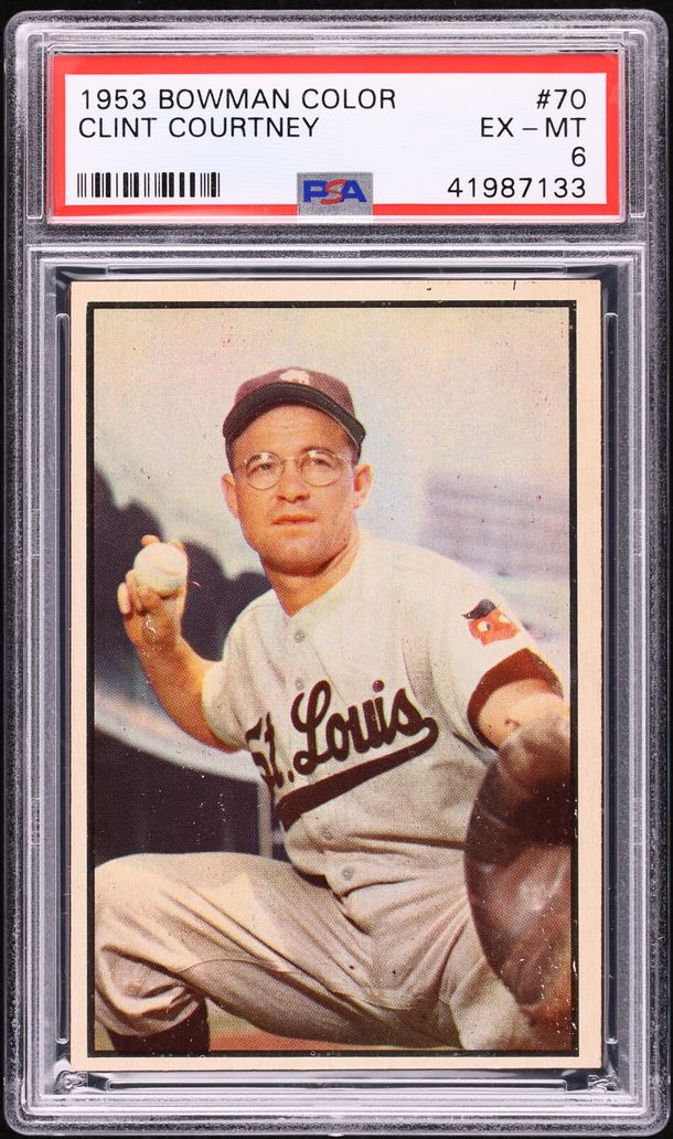 1953 Bowman Color Clint Courtney #70 PSA 6 EXMT