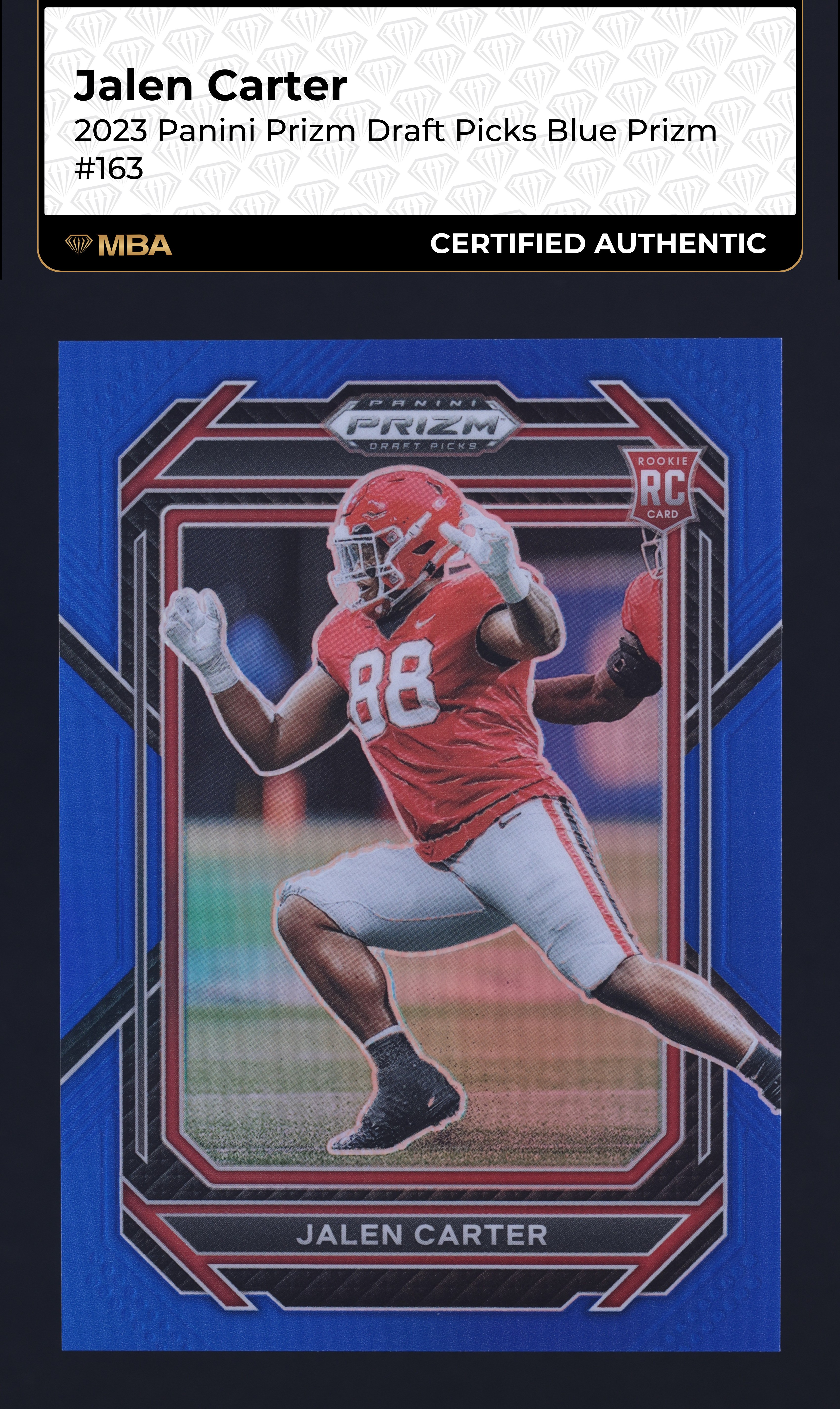2023 Panini Prizm Draft Blue Jalen Carter ROOKIE /199 #163 MBA AUTH