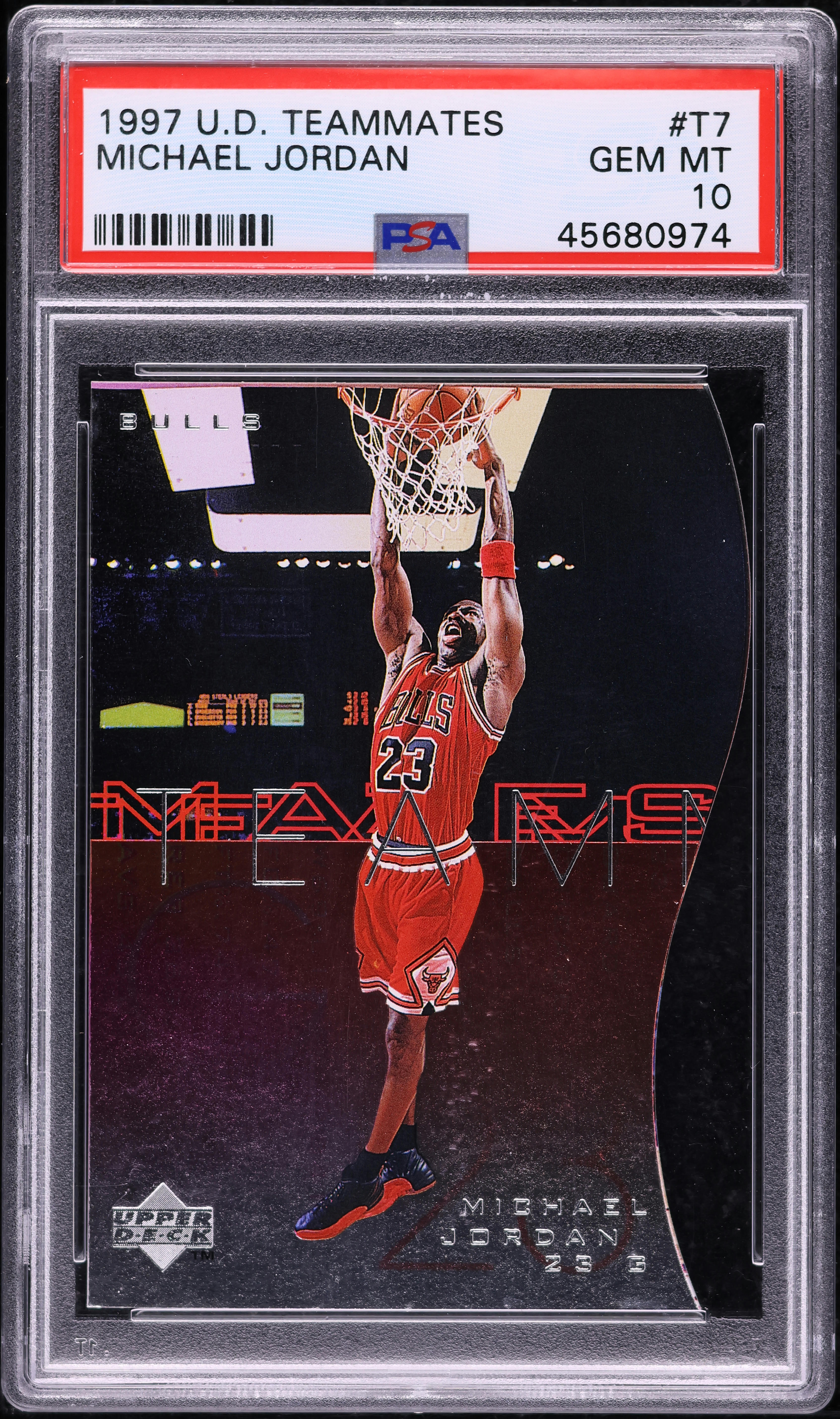 1997 Upper Deck Teammates Die-Cut Michael Jordan #T7 PSA 10 GEM MINT