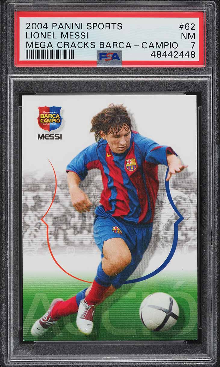 2004 Panini Sports Mega Cracks Barca Campio Lionel Messi ROOKIE #62 PSA 7 NRMT