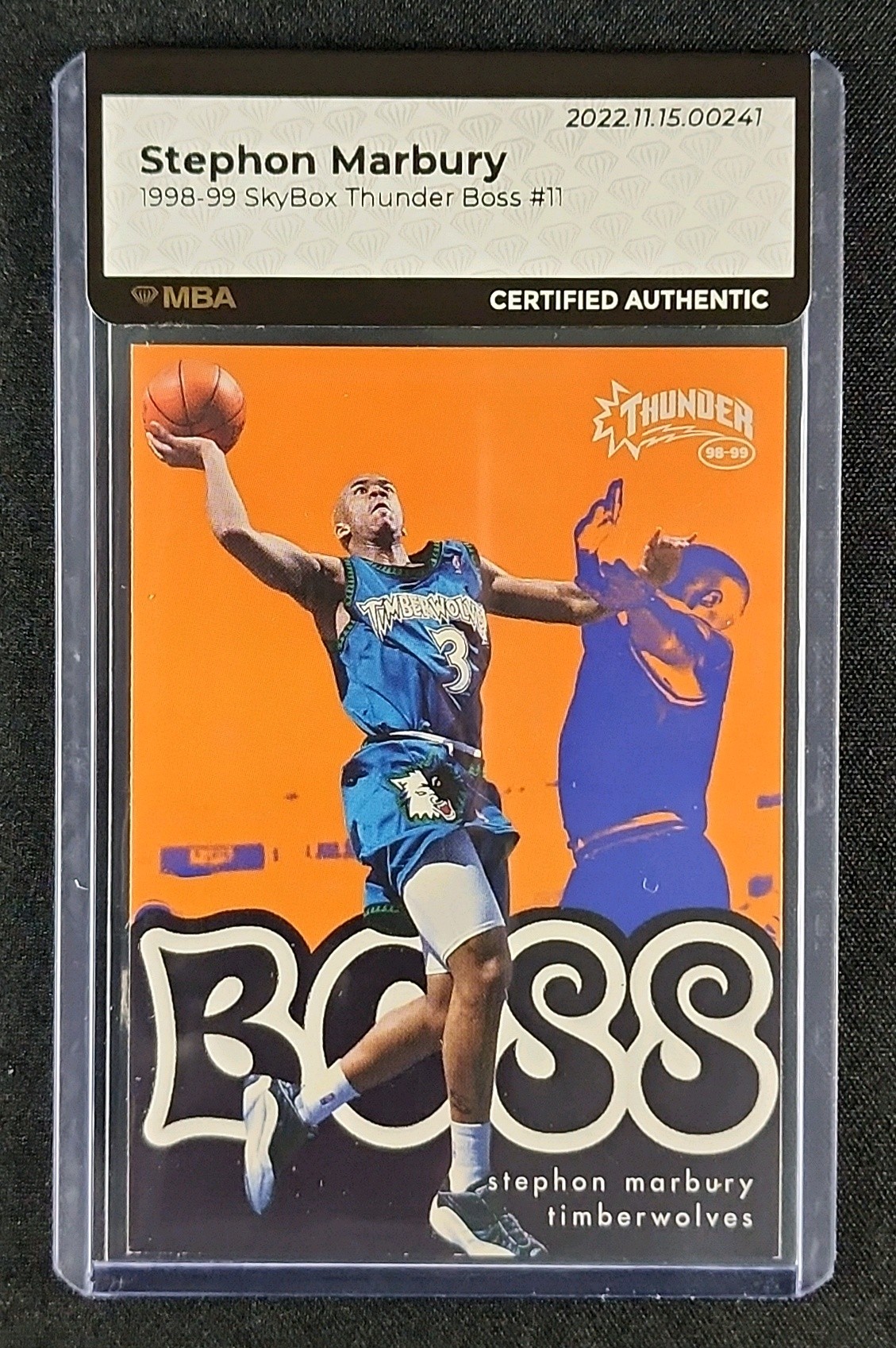1998 Skybox Thunder Boss Stephon Marbury #11 MBA AUTH