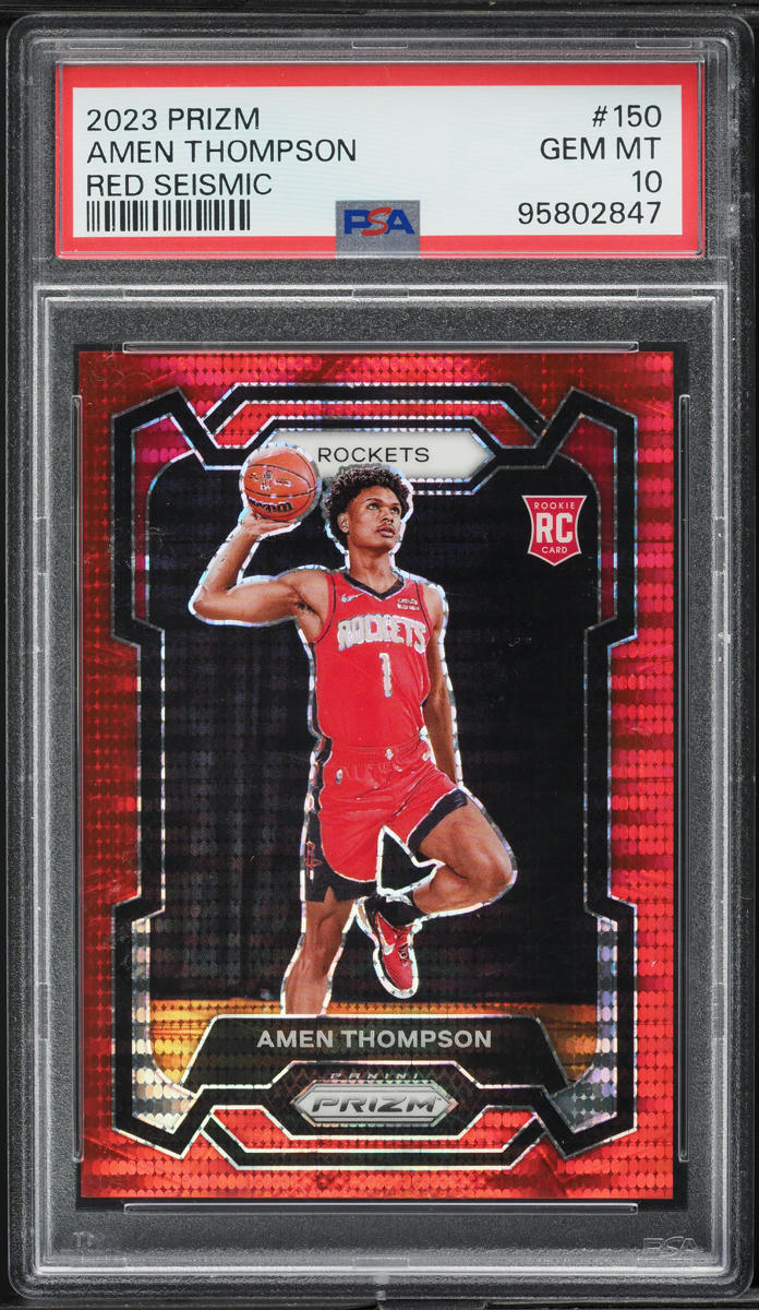 2023 Panini Prizm Red Seismic Amen Thompson ROOKIE /299 #150 PSA 10 GEM MINT