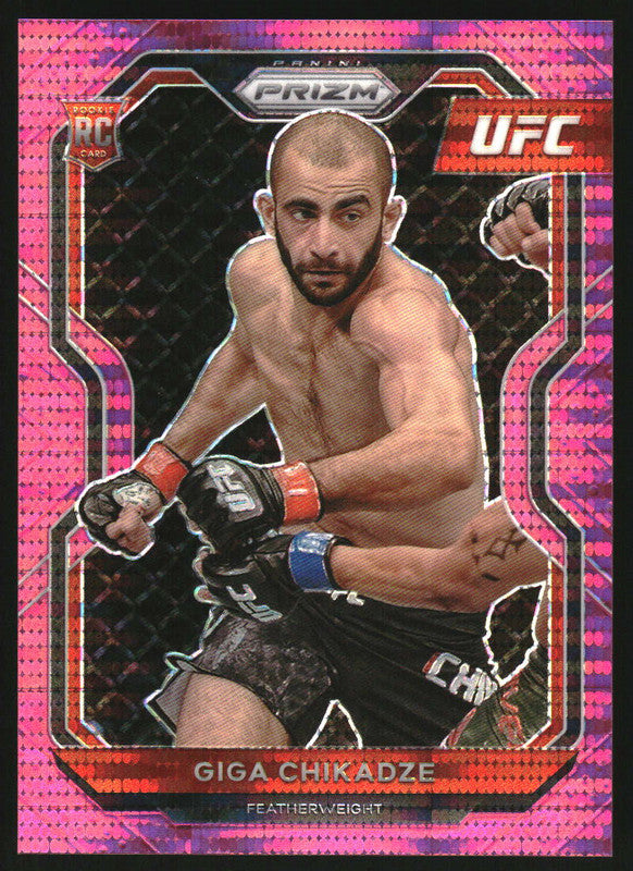 2021 Panini Prizm UFC Prizms Pink Pulsar #72 Giga Chikadze RC /42