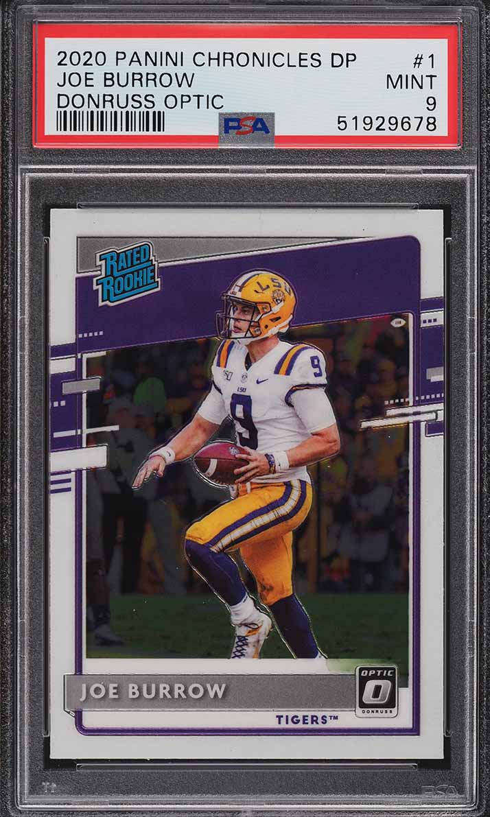 2020 Panini Chronicles Draft Donruss Optic Joe Burrow ROOKIE #1 PSA 9 MINT