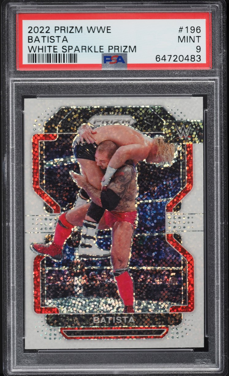 2022 Panini Prizm WWE White Sparkle Prizms Batista #196 PSA 9 MINT