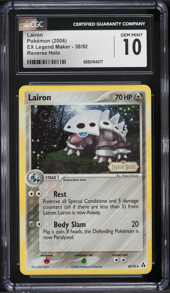 2006 Pokemon EX Legend Maker Reverse Holo Lairon #38 CGC 10 GEM MINT