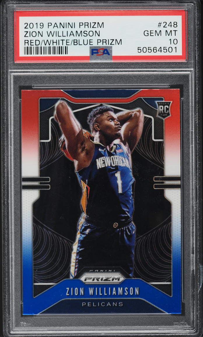 2019 Panini Prizm Red White Blue Zion Williamson ROOKIE #248 PSA 10 GEM MINT