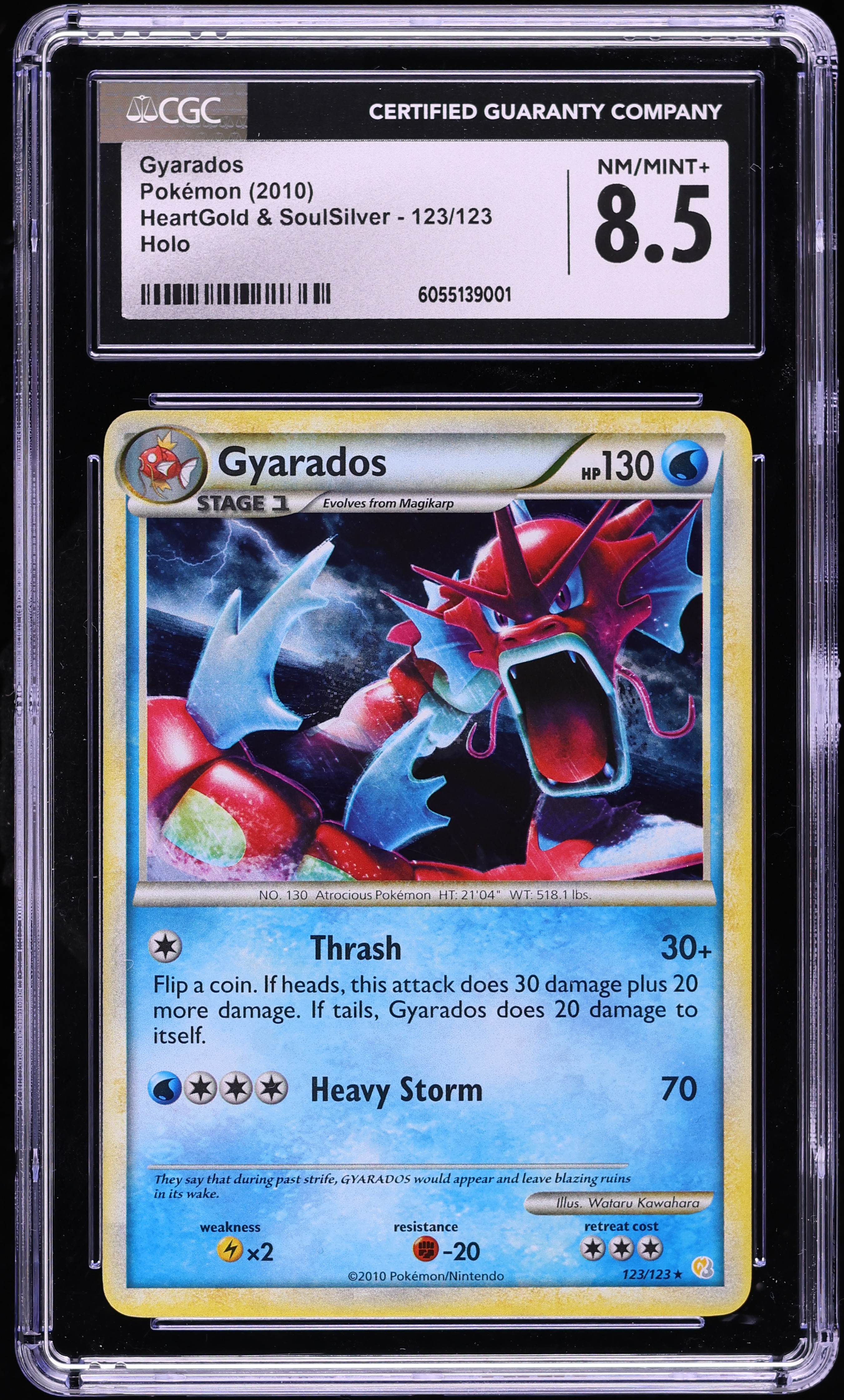 2010 Pokemon HeartGold & SoulSilver Holo Gyarados #123 CGC 8.5 NM-MT+