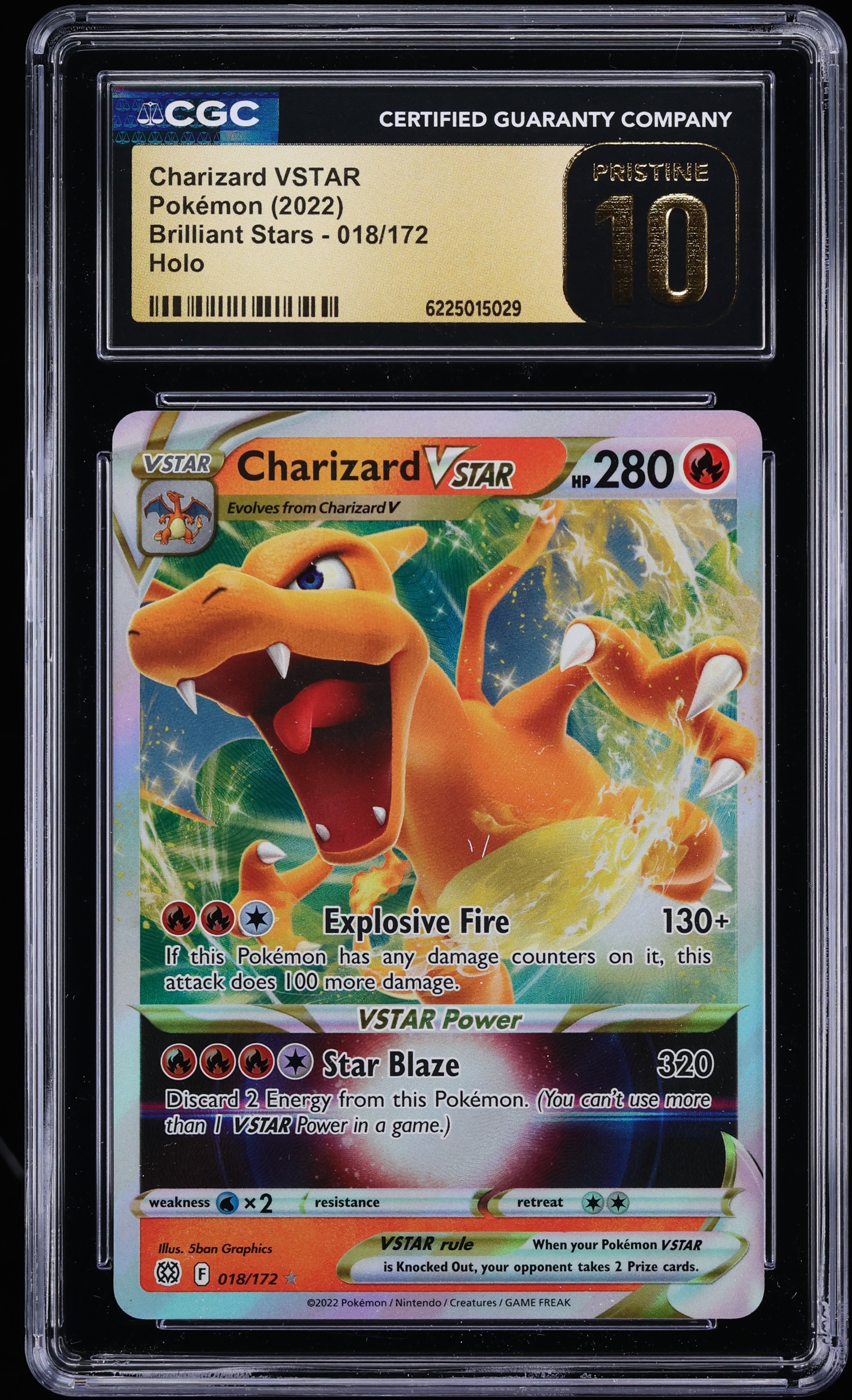 2022 Pokemon Sword & Shield Brilliant Stars Holo Charizard Vstar #18 CGC 10 PRISTINE
