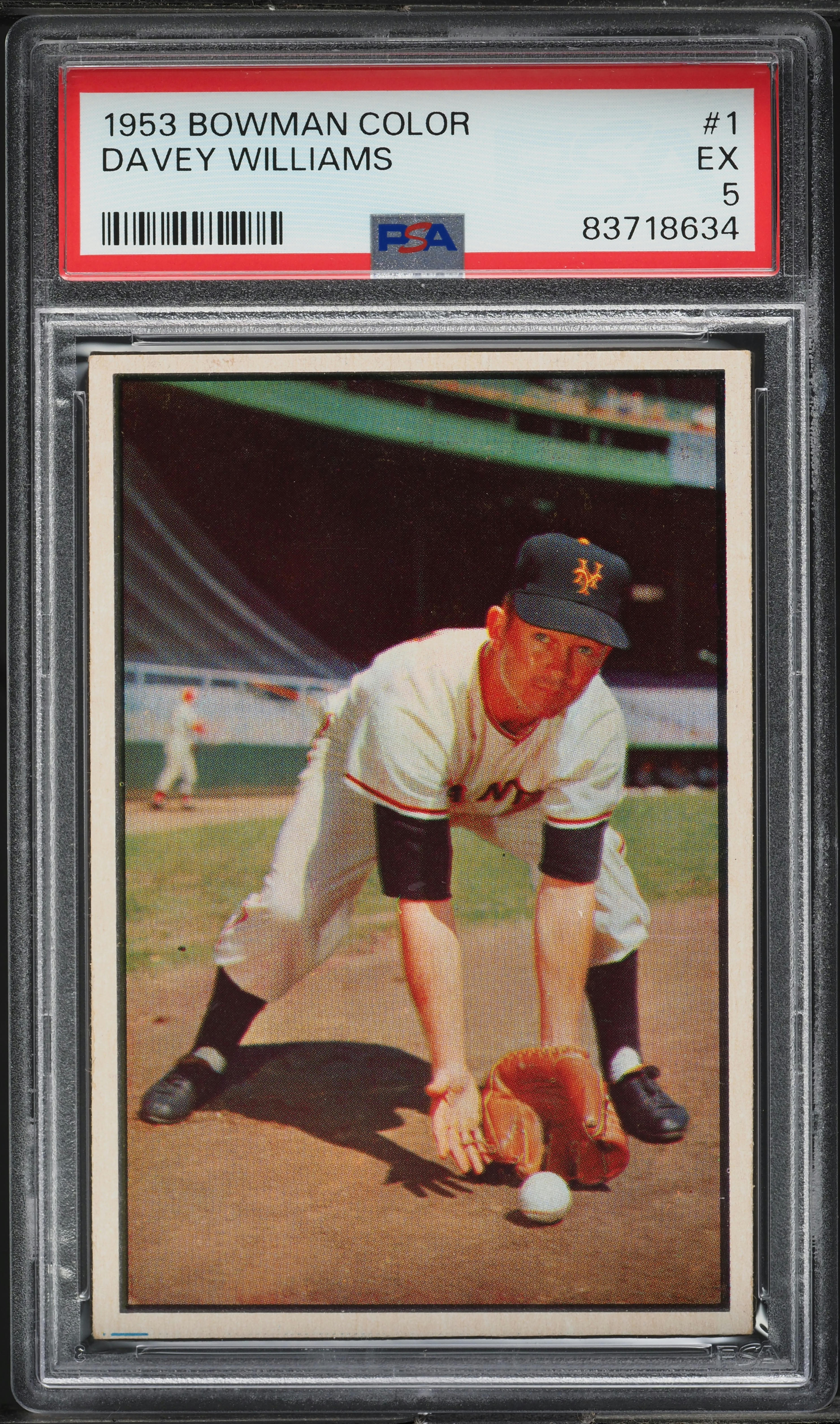 1953 Bowman Color Davey Williams #1 PSA 5 EX