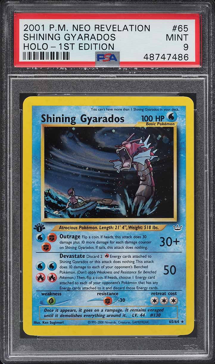 2001 Pokemon Neo Revelation 1st Edition Holo Shining Gyarados #65 PSA 9 MINT