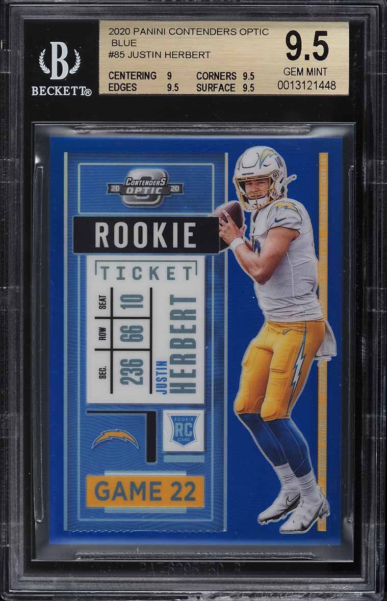 2020 Panini Contenders Optic Blue Justin Herbert ROOKIE /99 #85 BGS 9.5 GEM MINT