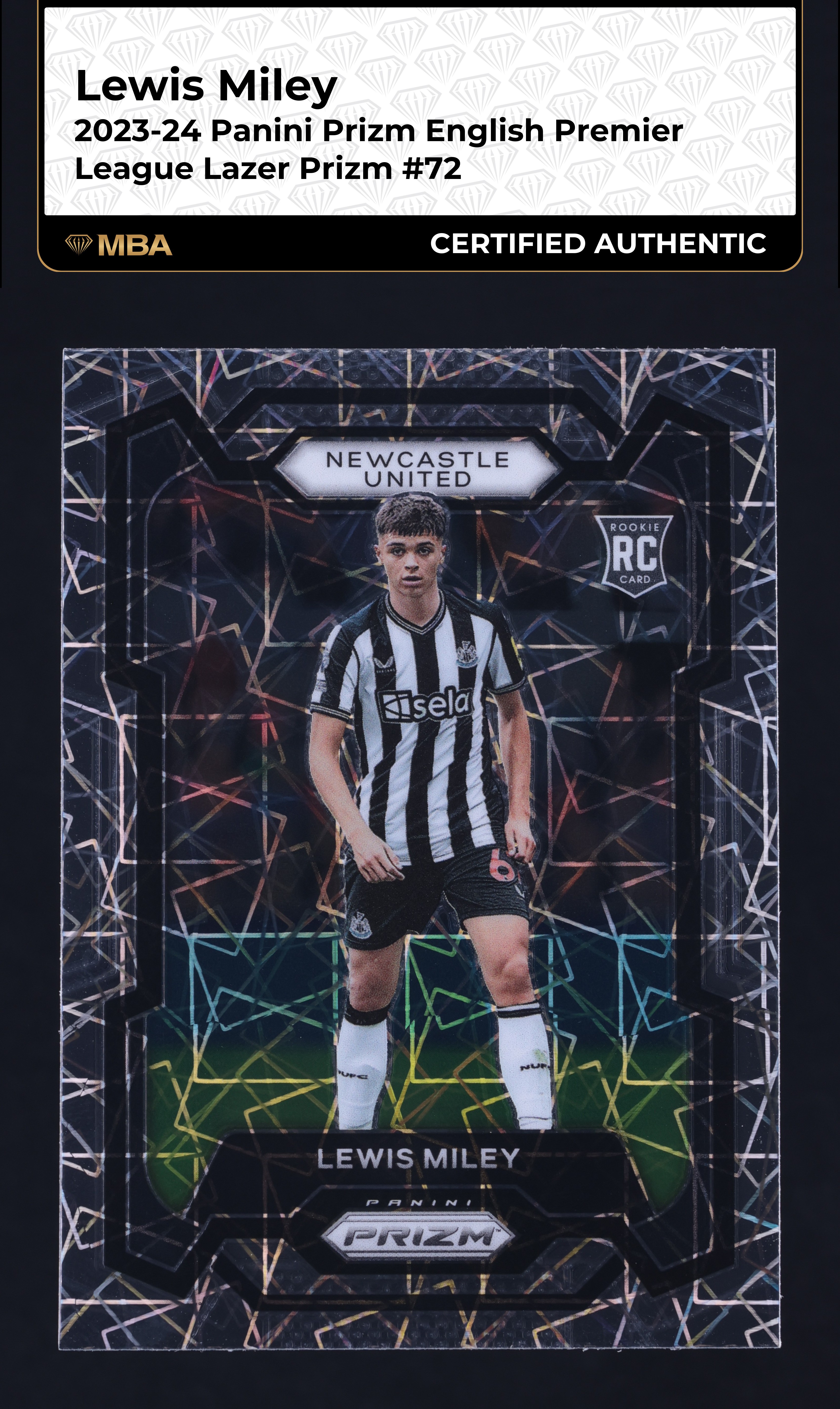 2023 Panini Prizm English Premier League Lazer Lewis Miley ROOKIE #72 MBA AUTH