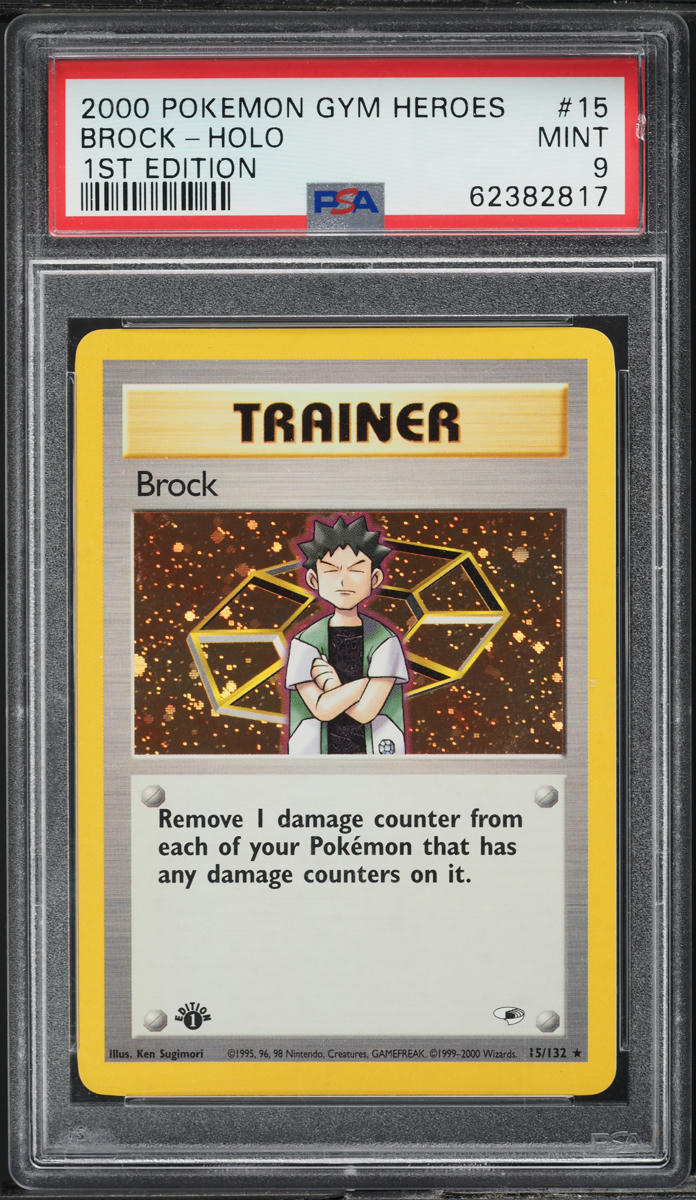 2000 Pokemon Gym Heroes 1st Edition Holo Brock #15 PSA 9 MINT