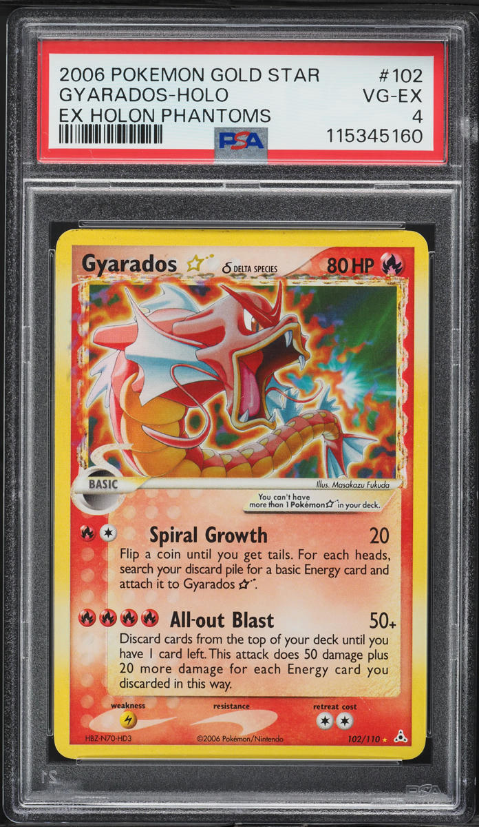 2006 Pokemon EX Holon Phantoms Holo Gyarados Gold Star #102 PSA 4 VGEX