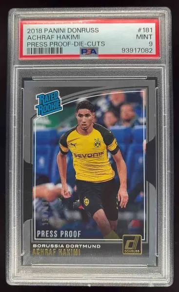 2018 Donruss Press Proof Die Cuts #181 Achraf Hakimi RC Rated Rookie /100 PSA 9