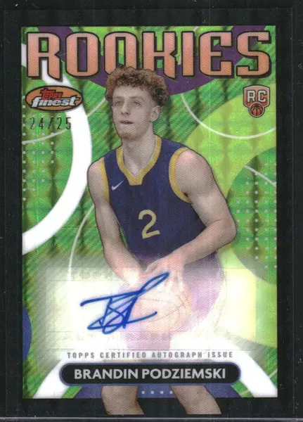 2023 Topps Finest Rookie Finest Auto Black Geometric Brandin Podziemski RC /25