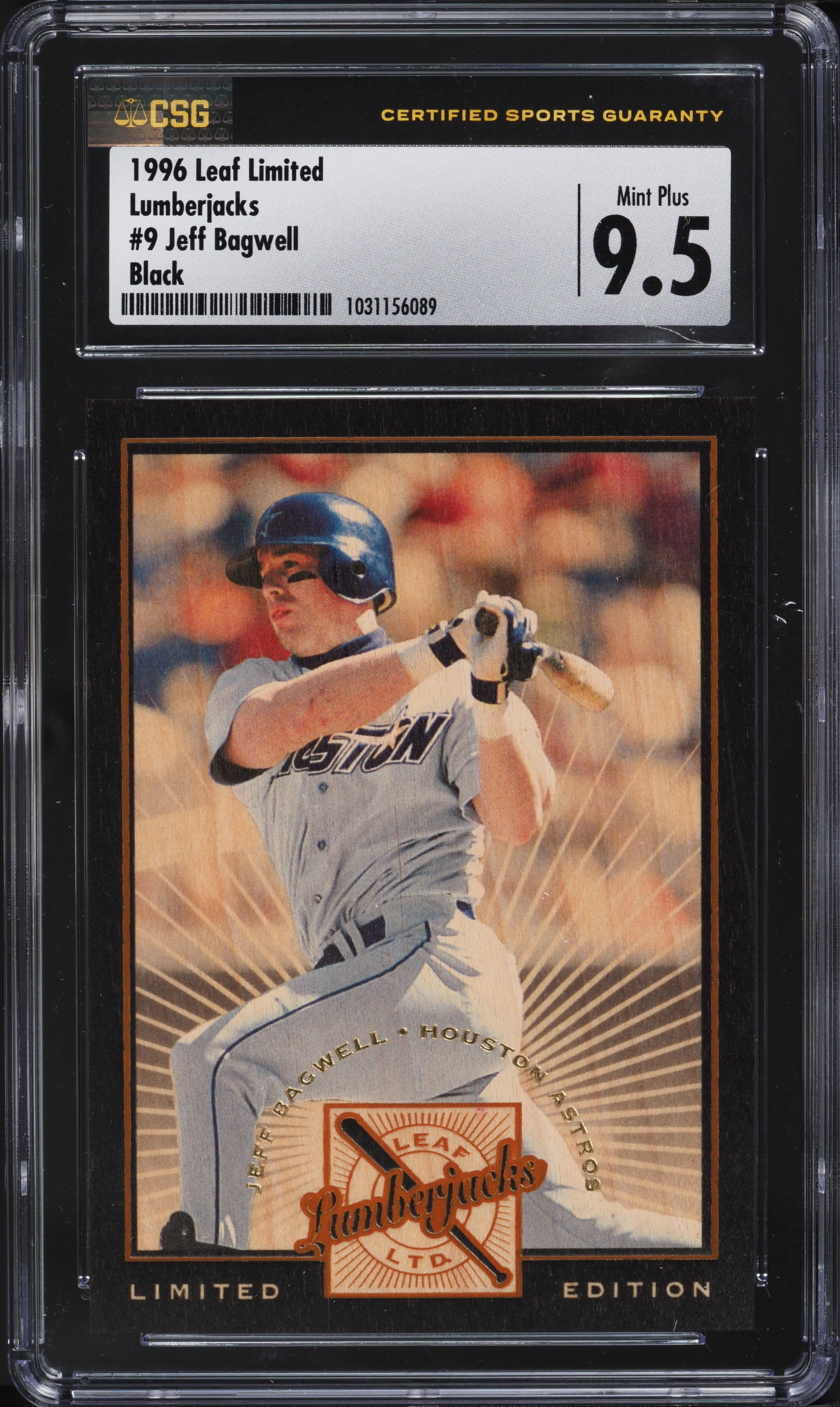 1996 Leaf Limited Lumberjacks Black Jeff Bagwell /500 #9 CSG 9.5 MINT+