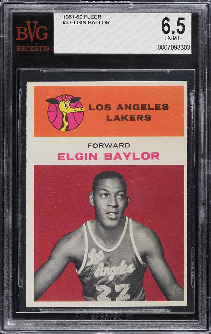 1961 Fleer Basketball Elgin Baylor ROOKIE #3 BVG 6.5 EXMT+