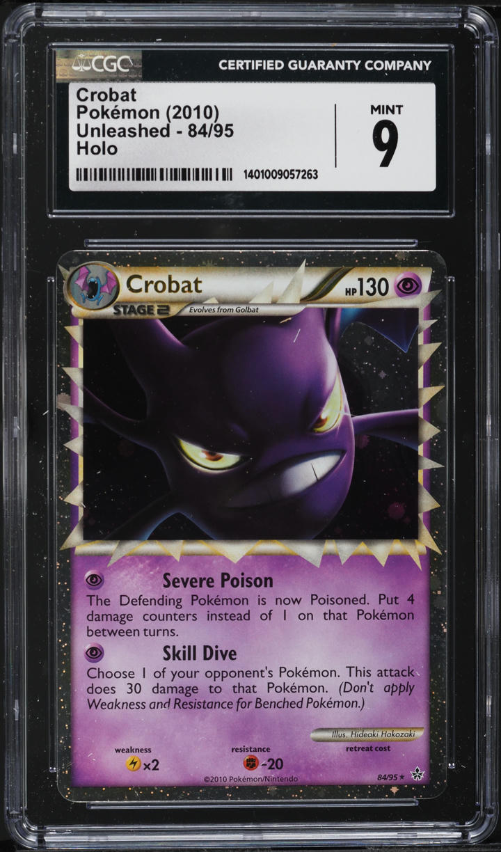 2010 Pokemon HeartGold & SoulSilver Unleashed Prime Crobat #84 CGC 9 MINT