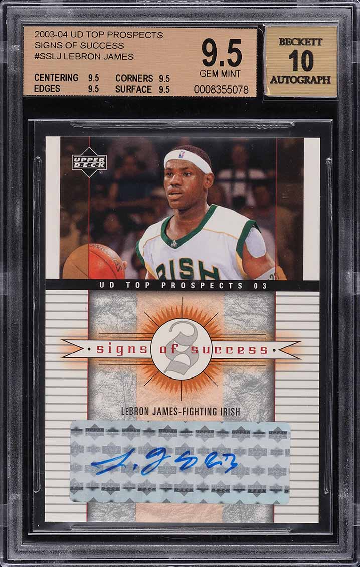 2003 UD Top Prospects Signs Of Success LeBron James ROOKIE AUTO #SS-LJ BGS 9.5