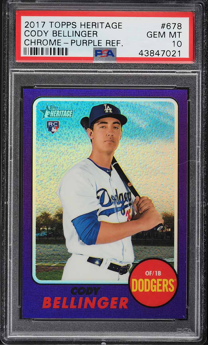2017 Topps Heritage Chrome Purple Refractor Cody Bellinger ROOKIE #678 PSA 10
