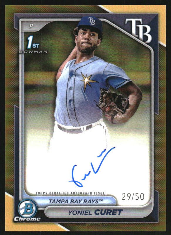 2024 Bowman Chrome Autographs Gold Refractor #CPA-YCU Yoniel Curet RC Auto /50