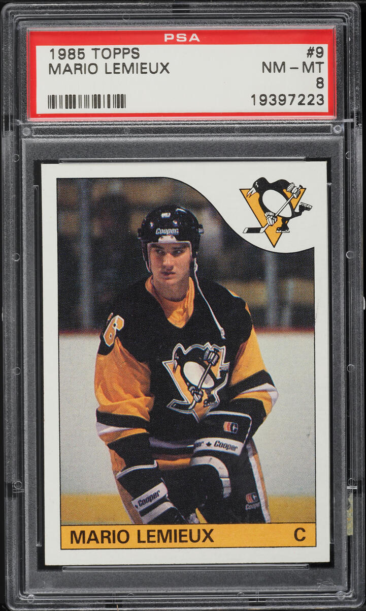 1985 Topps Hockey Mario Lemieux ROOKIE #9 PSA 8 NM-MT