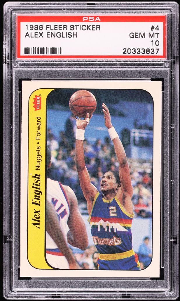1986 Fleer Sticker Alex English #4 PSA 10 GEM MINT