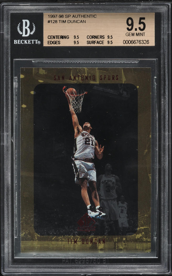 1997 SP Authentic Tim Duncan ROOKIE #128 BGS 9.5 GEM MINT