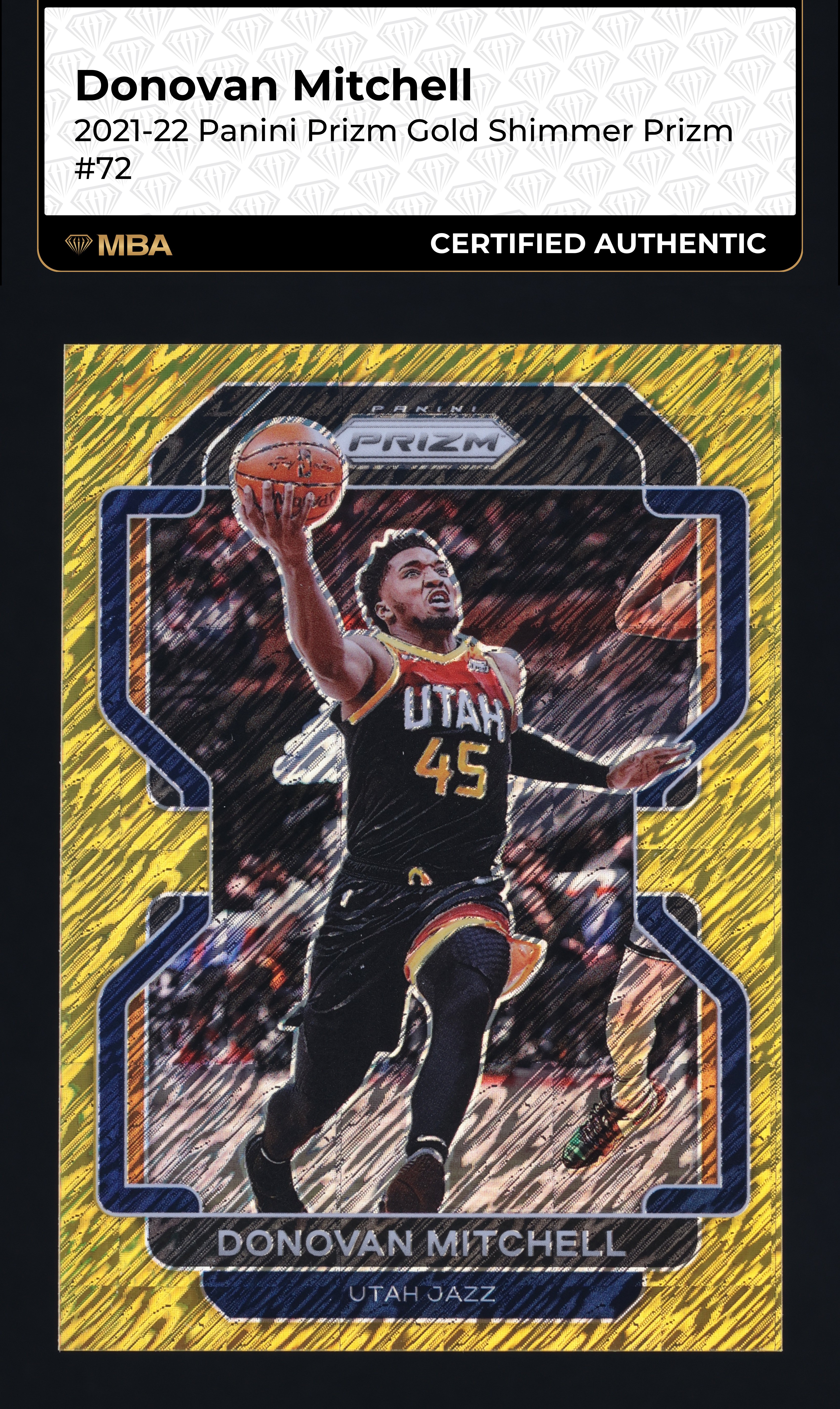 2021 Panini Prizm Gold Shimmer Donovan Mitchell /10 #72 MBA AUTH