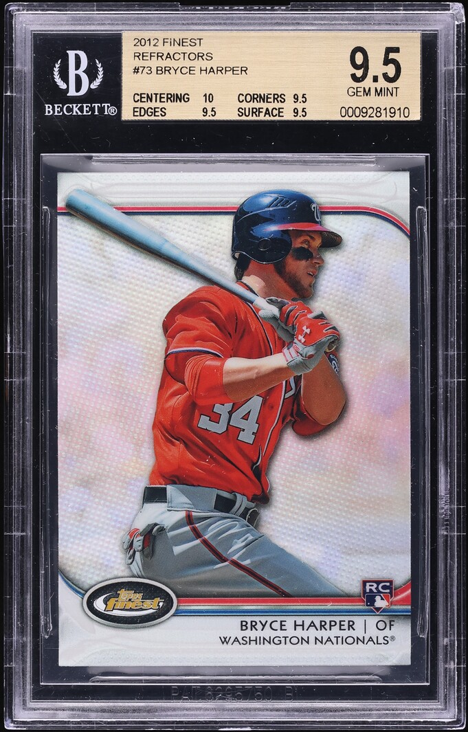 2012 Finest Refractor Bryce Harper ROOKIE #73 BGS 9.5 GEM MINT