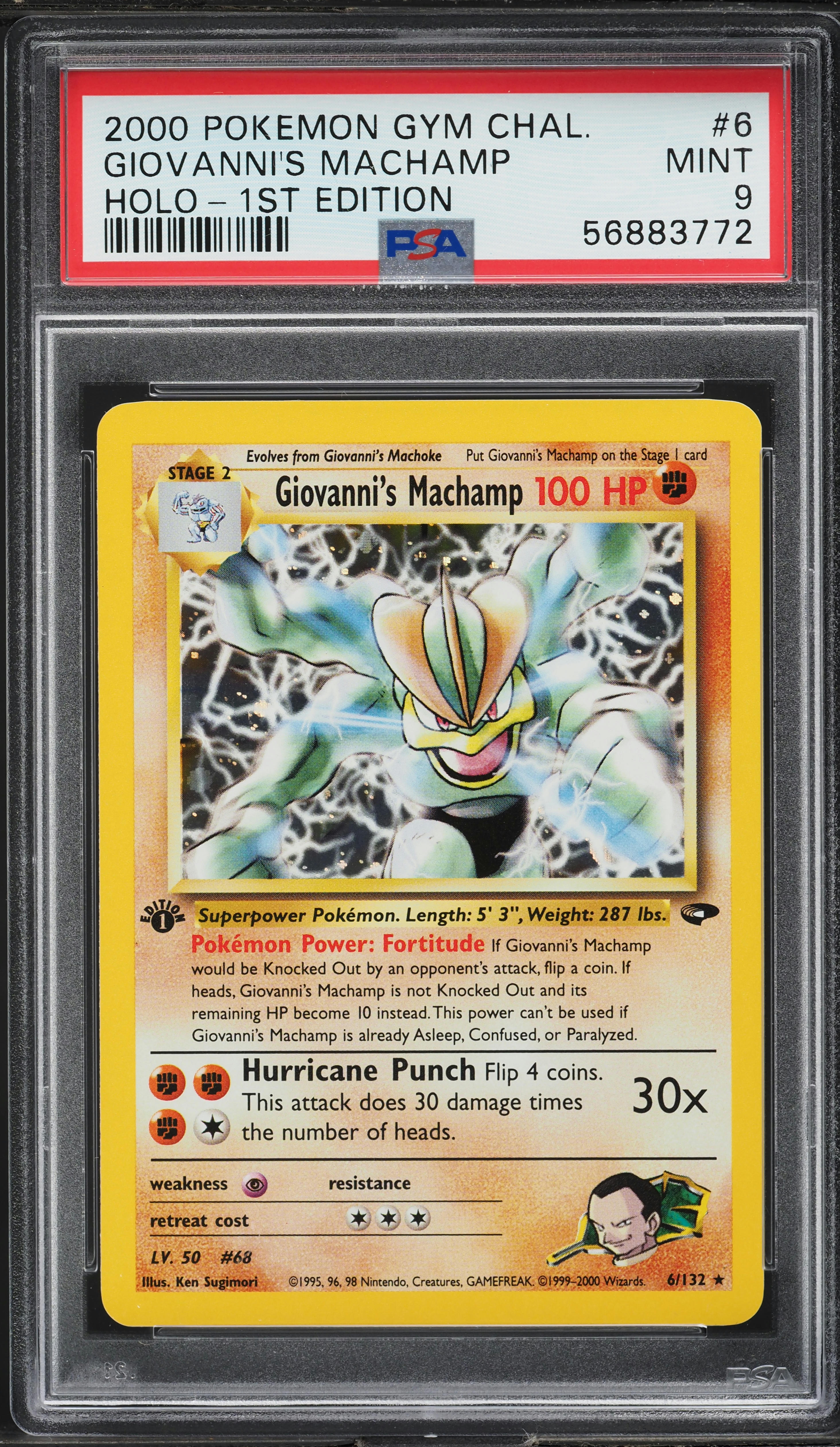 2000 Pokemon Gym Challenge 1st Edition Holo Giovanni's Machamp #6 PSA 9 MINT